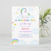 Nuages Unicorn Invitations d'anniversaire (Debout devant)