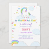 Nuages Unicorn Invitations d'anniversaire (Devant / Derrière)