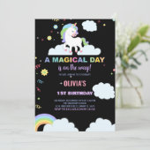 Nuages Unicorn Invitations d'anniversaire (Debout devant)