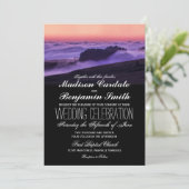 Nuages violets Sunset Mountain Wedding Invitations (Debout devant)