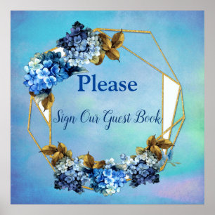 Nuances de bleu aquarelle Hydrangeas Livre d'or