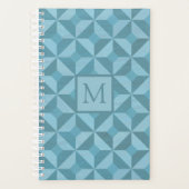 Nuances de bleu élégant Monogramme géométrique (Devant)