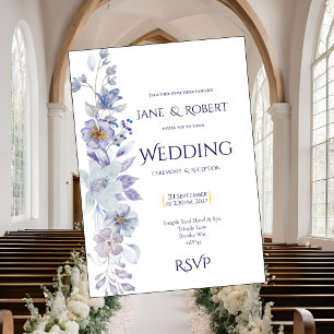 Nuances de bleu, Faire-part de mariage floral