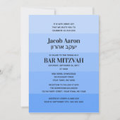 Nuances de bleu hébreu Nom Bar Mitzvah Invitation (Devant)