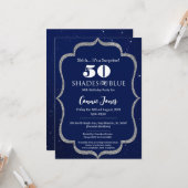 Nuances de bleu Invitation d'anniversaire (Devant/Arrière en situation)