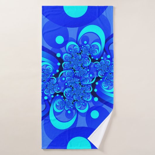 Nuances de bleu moderne art fractal Abstrait (Serviette de bain)