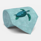 Nuances de cravate vert-bleu de tortue de mer (Roulé)