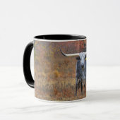 Nuances de gris Longhorn Cow Farm Art Mug (Devant gauche)
