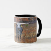 Nuances de gris Longhorn Cow Farm Art Mug (Devant droit)