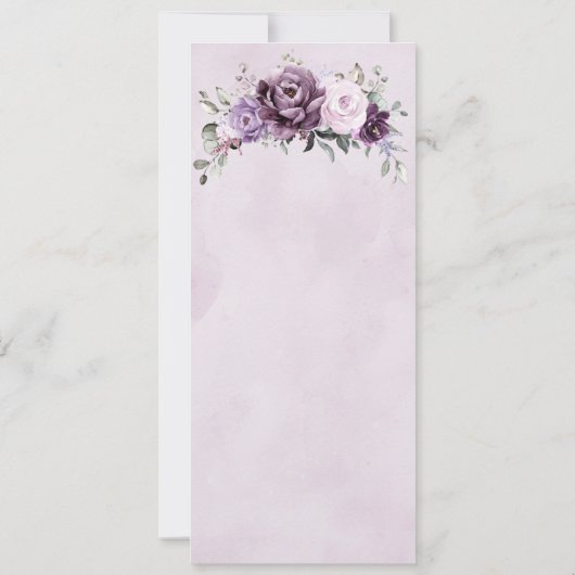 Nuances de pourpre foncé fleuris Floral Carte menu (Dos)