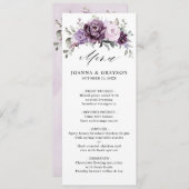 Nuances de pourpre foncé fleuris Floral Carte menu (Devant / Derrière)