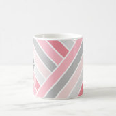 Nuances de rayures roses Monogramme Mug (Centre)