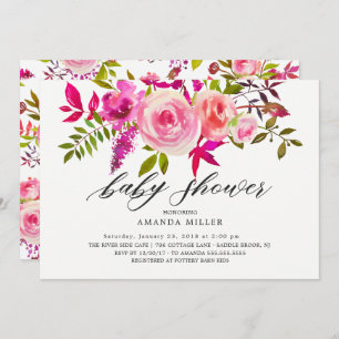 Nuances de rose Baby shower floral Invitation