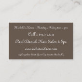 Nuances des cartes de visite Brown de salon des (Dos)