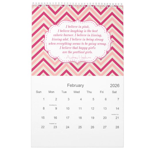 Nuances du calendrier rose (Feb 2026)