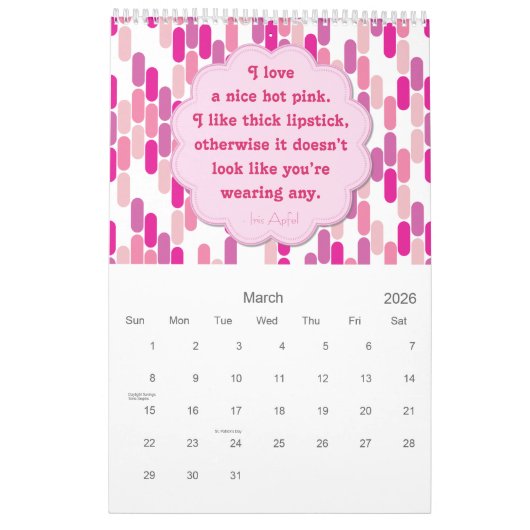 Nuances du calendrier rose (Mar 2026)