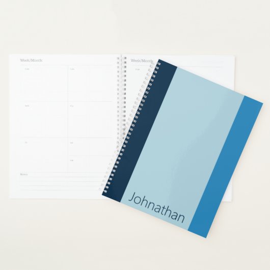 Nuances Simples de Rayures Verticales Bleues Nom (Devant avec enveloppe)
