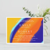 Nuancier gras Faire-part de mariage orange et bleu (Debout devant)