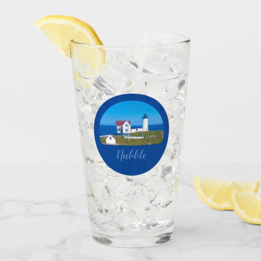 Nubble Light Blue Horizon Maine Lighthouse Glas (Voorkant ijs)