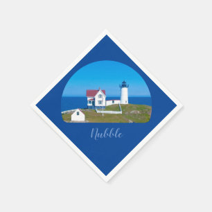 Nubble Light Blue Horizon Maine Lighthouse Servet