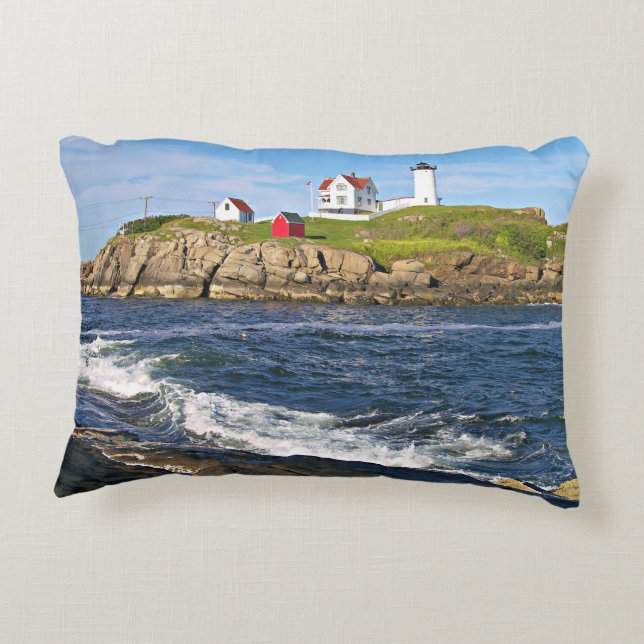 Nubble Light, Cape Neddick Maine Accent Pillow Accent Kussen (Achterkant)