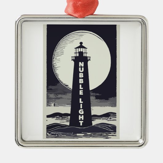 Nubble Light Maine Lighthouse Moon Metalen Ornament (Voorkant)