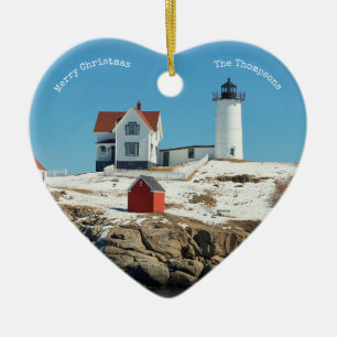 Nubble Lighthouse Family Photo Keramisch Ornament