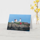 Nubble Lighthouse Foto Blank Groet Kaart (Gele Bloem)