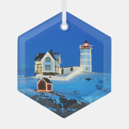 Nubble Lighthouse Glas Ornament