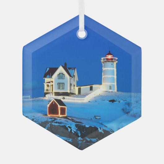 Nubble Lighthouse Glas Ornament (Voorkant)