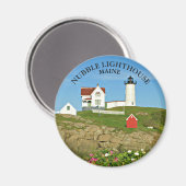 Nubble Lighthouse, Magnet rond du Maine (Recto/Verso)
