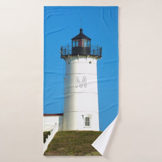 Nubble Lighthouse Maine Monogram Badhanddoek (Badhanddoek)