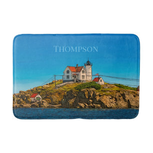 Nubble Lighthouse Maine Nautical Personalized Badmat