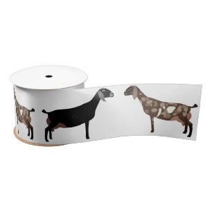 Nubian Dairy Goat White Satin Ribbon Lint