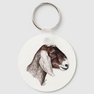 "Nubian Goat" Animal Art Sleutelhanger