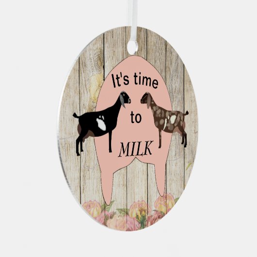 Nubische melkgeit - melktijd metalen ornament (Voorkant Rechts)