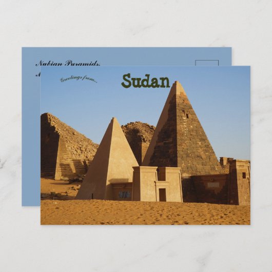 Nubische piramides Meroe Sudan Briefkaart (Voorkant / Achterkant)