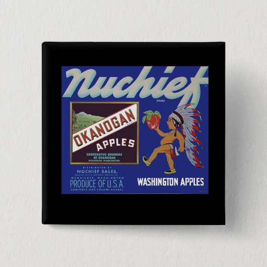 Nuchappels -  etiket voor fruitkratten vierkante button 5,1 cm (Voorkant)