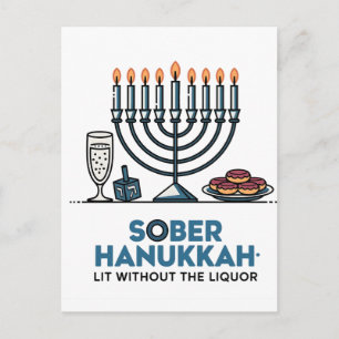 Nuchtere Jood Hanukkah Lit Zonder De Alcoholische Feestdagenkaart