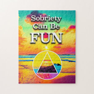 Nuchterheid kan leuk zijn Recovery Slogan Zonsopga Legpuzzel