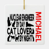 Nucleair ingenieur houdt van katten CUSTOM Keramisch Ornament (Achterkant)