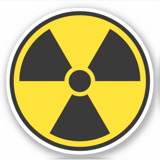 Nucleair stralingssymbool, zwarte rand sticker (Voorkant)