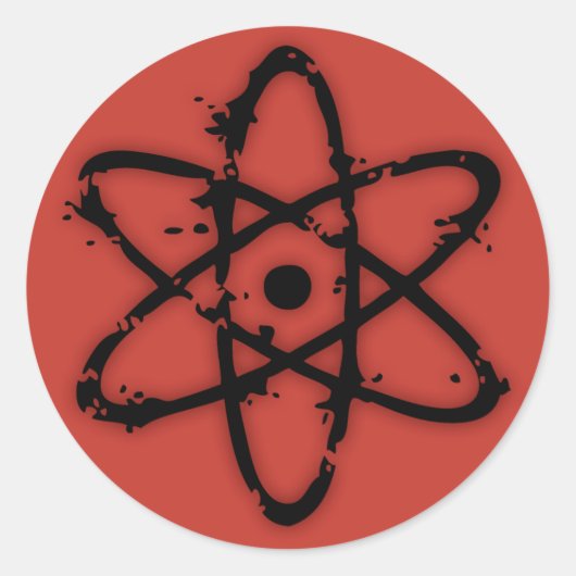 Nucleaire atomen! ronde sticker (Voorkant)
