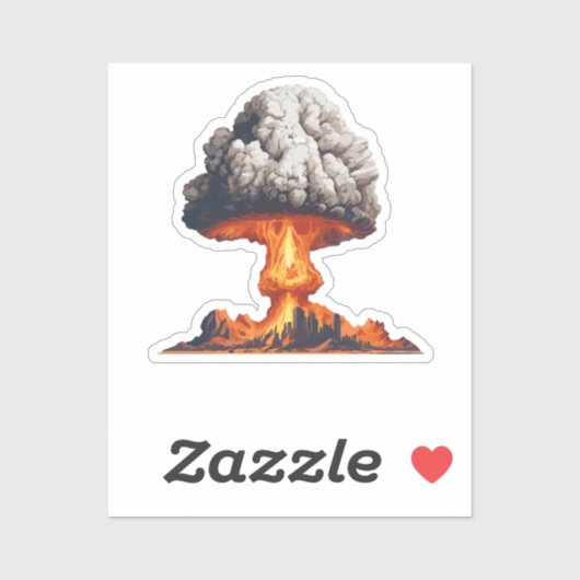 Nucleaire explosie met paddenstoel sticker (Vel)