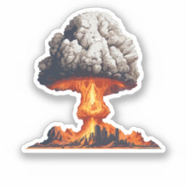 Nucleaire explosie met paddenstoel sticker