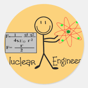 Nuclear Engineer Gifts—Stick People Humor Ronde Sticker
