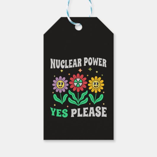 Nuclear power yes please smiling flowers cadeaulabel (Voorkant)