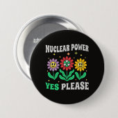 Nuclear power yes please smiling flowers ronde button 7,6 cm (Voorkant /achterkant)