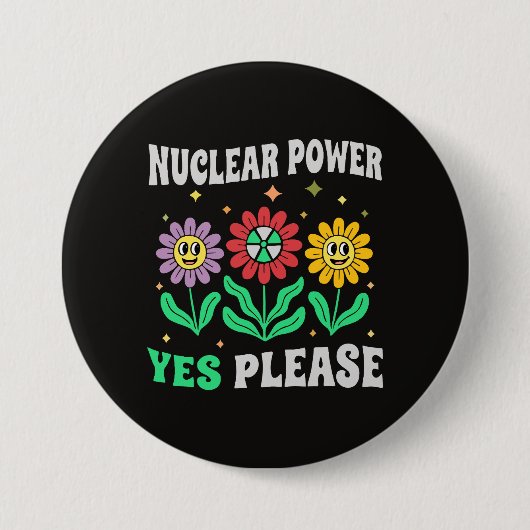 Nuclear power yes please smiling flowers ronde button 7,6 cm (Voorkant)
