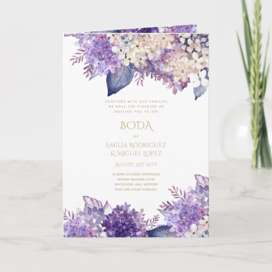 Nuestra Boda 4page FLORAL Spain Wedding INVITES Kaart (Voorkant)